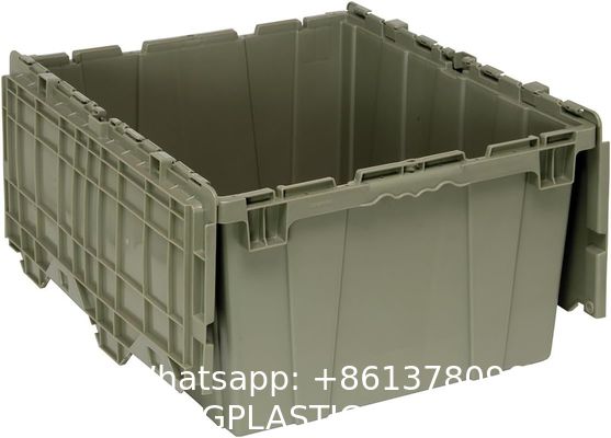 Round Trip Totes, Attached Lid Containers Plastic Storage Tote Box For Distribution And StorageCrates Plastic Round Trip Tote Box Attached Lid Plastic Storage Container for Sale