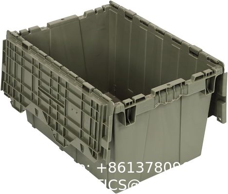Industrial Plastic Stackable Storage KeepBox Tote Container With Hinged Attached Lid Storage Tote Distribution Container with Hinged Attached Lid