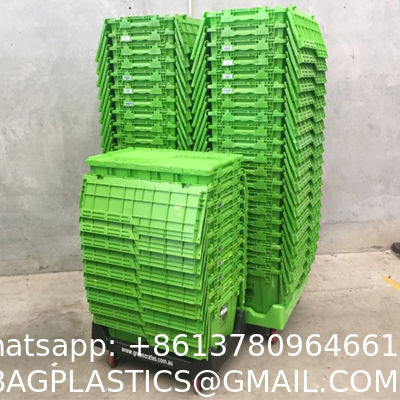 High Strength Stacking And Nest Warehouse Logistic Turnover Round Trip Totes With Hinged Lid Round Trip Plastic Totes Attached Lid Container Nest Storage Tote Box Distribution Warehouse Storage