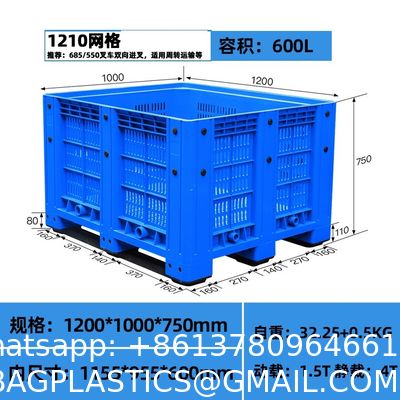 Heavy Duty Industrial Use Folding Plastic Pallet Box Plastic Stackable Collapsible Pallet Crates With Half-Open Windows