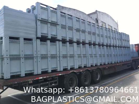 Big Plastic Crates Heavy Duty Bulk Storage Containers Large Collapsible Pallet Box Recyclable Bulk Cargo Storage Foldable Pallet Box Industrial Commercial Stackable Plastic Pallet Box