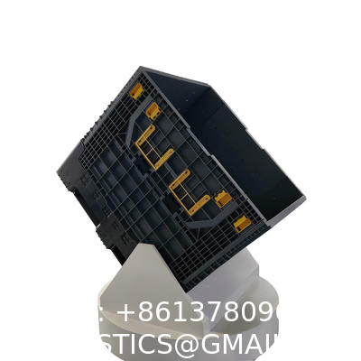 HDPE Solid Plastic Box Packaging Plastic Pallet Bulk Container With Wheel Heavy Duty 4 Way Entry Solid Storage Stackable Pallet Boxs With Wheels