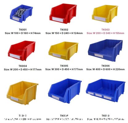 Small Parts Storage Solution Virgin Plastic PP Stack Hang Bins For Organizing Storage Boxes & Bins For Tool & Packaging Use