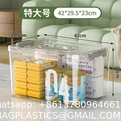 Plastic Storage Bins With Lids Quart Storage Containers With Black Buckle Latch, Stackable Storage Organizers For Home Pantry Office Classroom Organization, Clear