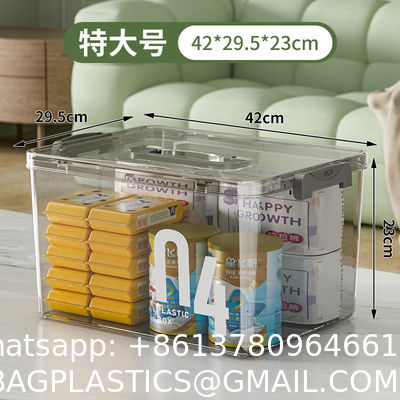 Plastic Storage Bins With Lids Quart Storage Containers With Black Buckle Latch, Stackable Storage Organizers For Home Pantry Office Classroom Organization, Clear