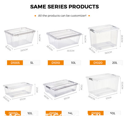 Recyclable Bin Household Multifunction Large Stackable Clothes Clear Transparent PP Container Box Plastic Storage Boxes Bins With Lid Wheels