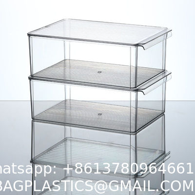 Clear Stackable Storage Bins With Lids, Large Plastic Containers With Handle For Pantry Organizer And Storage,Perfect For Bathroom,Cabinet,Kitchen,Fridge,Closet Organization