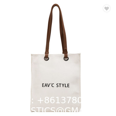 Women Customized Reusable Bags Canvas Tote Bag 10oz With Leather Handles Hot Sale Wholesale Eco-Friendly Canvas Tote Bag Custom Printing Logo Canvas Cotton Shopping Bag