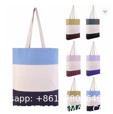 ODM Stripe Promotional Cotton Fabric Bag For Supermarket Shopping ODM Sturdy Canvas Plain Grocery Canvas Tote Bags Cotton Shoulder Bag