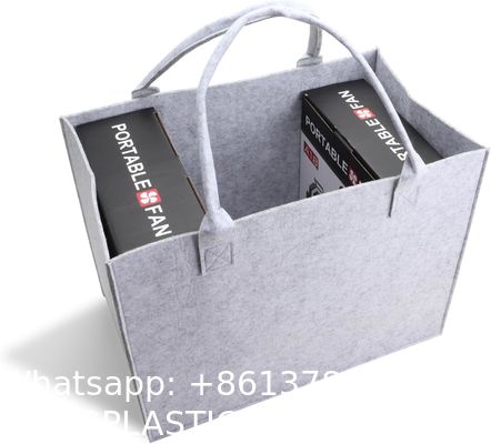 Biodegradable Sustainable Eco Friendly Green Felt Bag Storage High-Capacity Solid Color Two Shoulder Straps Custom Logo Felt Tote Bag Shopping