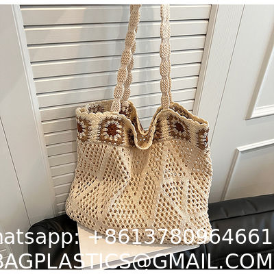 Raffia Straw Bags Tote Summer Beach Purses Wholesale New Ethnic Style Beach Bags Women Paper Straw Crochet Tote Bags Large Capacity Raffia Braided Handbags