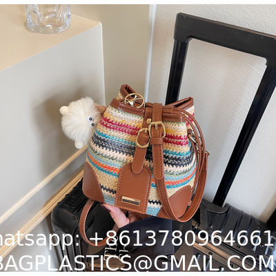 Crochet Raffia Handwoven Large Capacity Tote Bag Women'S Fashionable Handheld Shoulder Straw Bag Versatile Crafted Craft