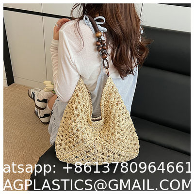 Handbags Raffia Beach Market Shopping Bag Summer Beach Holiday Dress Luxury Lady Casual Underarm Handbag Slouch Crochet Straw Raffia Tote Shopping Travel Bucket Bag
