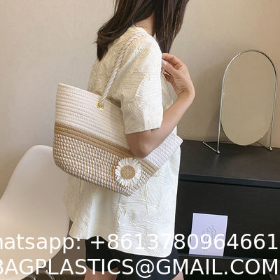 Crochet Raffia Knot Handbags Summer Beach Straw Knot Bag Fashion Summer High Quality Ladies Crochet Raffia Straw Beach Bag Tote Bag Striped Big Hand Bags