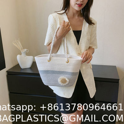 Crochet Raffia Knot Handbags Summer Beach Straw Knot Bag Fashion Summer High Quality Ladies Crochet Raffia Straw Beach Bag Tote Bag Striped Big Hand Bags