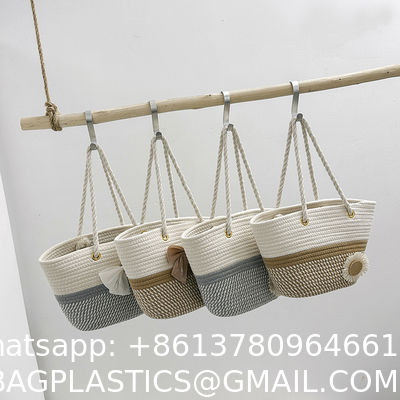 Crochet Raffia Knot Handbags Summer Beach Straw Knot Bag Fashion Summer High Quality Ladies Crochet Raffia Straw Beach Bag Tote Bag Striped Big Hand Bags