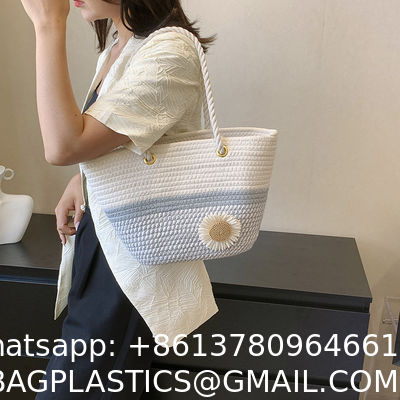 Crochet Raffia Knot Handbags Summer Beach Straw Knot Bag Fashion Summer High Quality Ladies Crochet Raffia Straw Beach Bag Tote Bag Striped Big Hand Bags