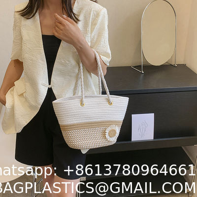 Crochet Raffia Knot Handbags Summer Beach Straw Knot Bag Fashion Summer High Quality Ladies Crochet Raffia Straw Beach Bag Tote Bag Striped Big Hand Bags