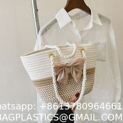Crochet Raffia Knot Handbags Summer Beach Straw Knot Bag Fashion Summer High Quality Ladies Crochet Raffia Straw Beach Bag Tote Bag Striped Big Hand Bags