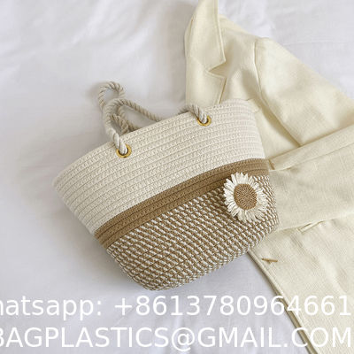 Crochet Raffia Knot Handbags Summer Beach Straw Knot Bag Fashion Summer High Quality Ladies Crochet Raffia Straw Beach Bag Tote Bag Striped Big Hand Bags