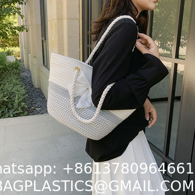 Crochet Raffia Knot Handbags Summer Beach Straw Knot Bag Fashion Summer High Quality Ladies Crochet Raffia Straw Beach Bag Tote Bag Striped Big Hand Bags