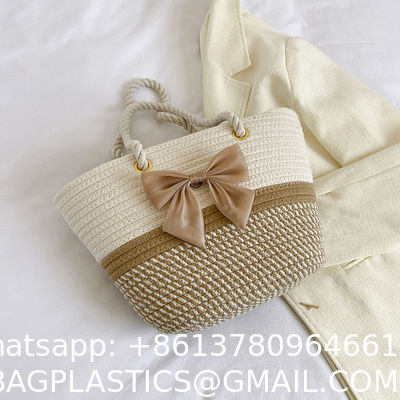 Crochet Raffia Knot Handbags Summer Beach Straw Knot Bag Fashion Summer High Quality Ladies Crochet Raffia Straw Beach Bag Tote Bag Striped Big Hand Bags