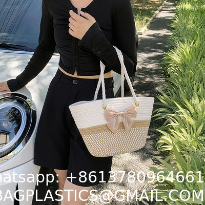 Crochet Raffia Knot Handbags Summer Beach Straw Knot Bag Fashion Summer High Quality Ladies Crochet Raffia Straw Beach Bag Tote Bag Striped Big Hand Bags