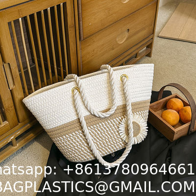 Crochet Raffia Knot Handbags Summer Beach Straw Knot Bag Fashion Summer High Quality Ladies Crochet Raffia Straw Beach Bag Tote Bag Striped Big Hand Bags