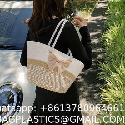 Crochet Raffia Knot Handbags Summer Beach Straw Knot Bag Fashion Summer High Quality Ladies Crochet Raffia Straw Beach Bag Tote Bag Striped Big Hand Bags