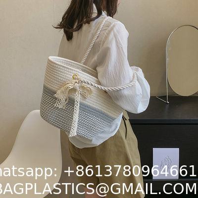 Custom Logo Handmade Luxury Tote Handbag Beach Bag Straw Bags Tote Summer Beach Bag For Women Raffia Straw Crochet Pattern