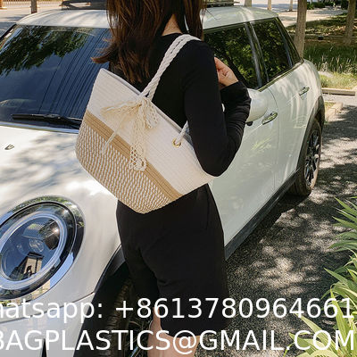 Custom Logo Handmade Luxury Tote Handbag Beach Bag Straw Bags Tote Summer Beach Bag For Women Raffia Straw Crochet Pattern