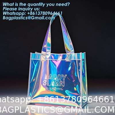 Vinyl Tote Bag Neon Jelly Shoulder Beach Bag Laser Shopping Summer Beach Women Pvc Shoulder Tote Bags Holographic Waterproof Jelly Transparent Handbag For Girl