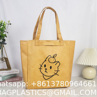 Trending Product Reusable Washable Durable Handbags Tote Bags Vintage Waterproof Dupont Tote Bag Kraft Tyvek Paper Handbag