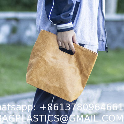 Trending Product Reusable Washable Durable Handbags Tote Bags Vintage Waterproof Dupont Tote Bag Kraft Tyvek Paper Handbag