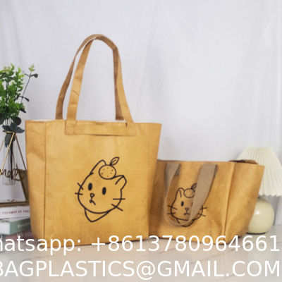 Trending Product Reusable Washable Durable Handbags Tote Bags Vintage Waterproof Dupont Tote Bag Kraft Tyvek Paper Handbag