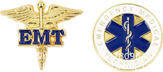 Emergency Medical Technician "EMT" Lapel Pin Set American Flag Uniform Pin For Police and Firefighters Metal Name Badges Engraved Metal Police Fire Military Better Badges