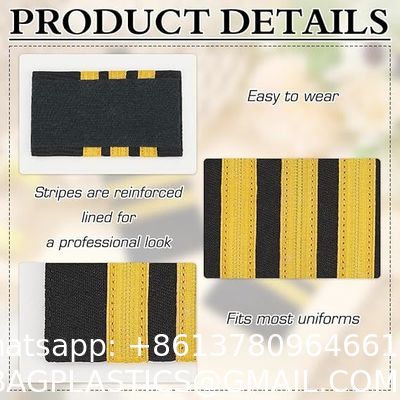 Professional Uniform Bars Airline Pilot Epaulets, Four Bars Captain Shoulder Boards Insignia Sliders Cosplay Epaulette Sliders
