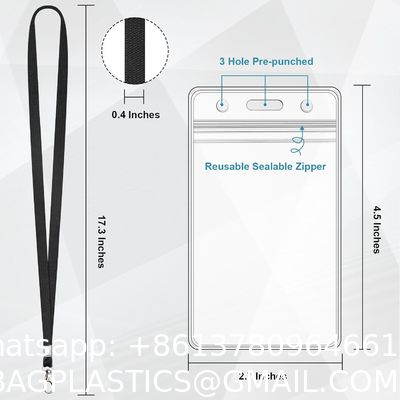 Pack Clear ID Badge Holder With Lanyard Black Lanyards With Vertical Waterproof ID Badge Holder For Office, School, Travel