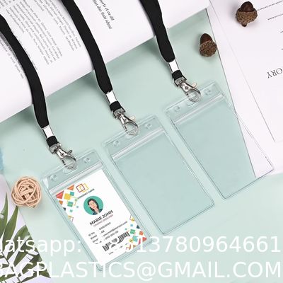 Pack Clear ID Badge Holder With Lanyard Black Lanyards With Vertical Waterproof ID Badge Holder For Office, School, Travel