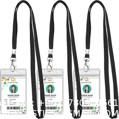 Pack Clear ID Badge Holder With Lanyard Black Lanyards With Vertical Waterproof ID Badge Holder For Office, School, Travel