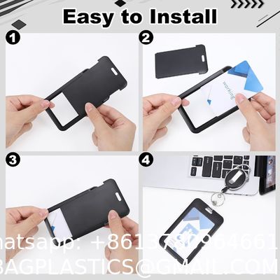 Pack Badge Holder Retractable Clip Heavy Duty Reels With Vertical Sliding ID Badge Holder Black Hard Plastic For Women Nurse Teacher Student