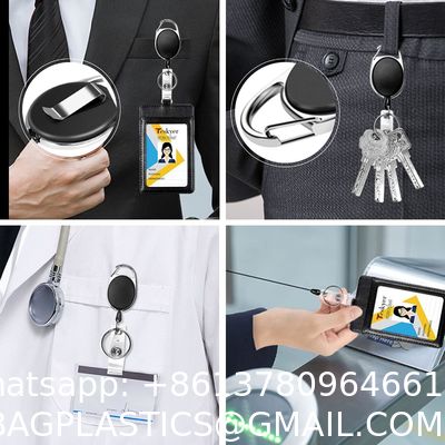 Pack Badge Holder Retractable Clip Heavy Duty Reels With Vertical Sliding ID Badge Holder Black Hard Plastic For Women Nurse Teacher Student