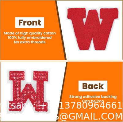 Chenille Letter Iron On Patches Red Iron On Letters Patches For Clothing A-Z, Chenille Letters For Clothes, Dress, Hat, Socks, Jeans, Accessories