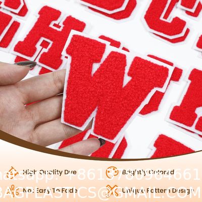 Chenille Letter Iron On Patches Red Iron On Letters Patches For Clothing A-Z, Chenille Letters For Clothes, Dress, Hat, Socks, Jeans, Accessories