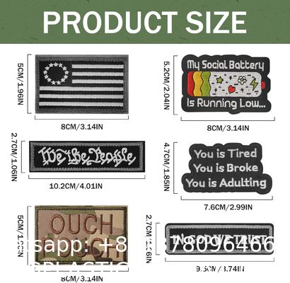 Garment Accessories, Tactical Morale Patch Bundle, Full Embroidery Loop And Hook Patches Set For Caps, Bags, Backpacks, Vest, Military Uniforms,Tactical Gears