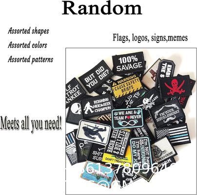 Garment Accessories, Tactical Morale Patch Bundle, Full Embroidery Loop And Hook Patches Set For Caps, Bags, Backpacks, Vest, ornaments Uniforms,Tactical Gears