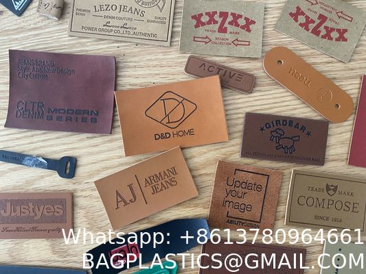 Laser Engraving Blanks Leatherette Khaki & Brown Hat Patches - PU Leather Iron On Hat Patches For DIY Custom Laserable Engravable Craft Gifts