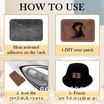 Leatherette Hat Patch With Adhesive, Rectangle Laserable Leatherette Patch, Faux Leather Patches For Hats Custom Fabric Repair Sew Laser Supplies