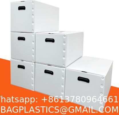 Plastic Storage Bins With Lids Containers Collapsible Moving Boxes With Handles Stackable Storage Bins,Double-Layer Hollow Shock-Absorbing Material,White