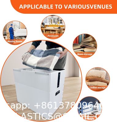 Plastic Storage Bins With Lids Containers Collapsible Moving Boxes With Handles Stackable Storage Bins,Double-Layer Hollow Shock-Absorbing Material,White